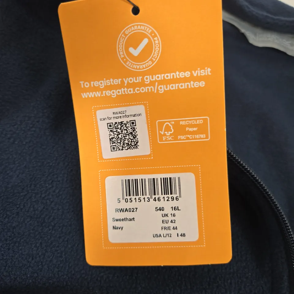 REGATTA GREAT OUTDOORS NAVY FLEECE JUMPER – UK 16 (SWEETHEART NAVY) 