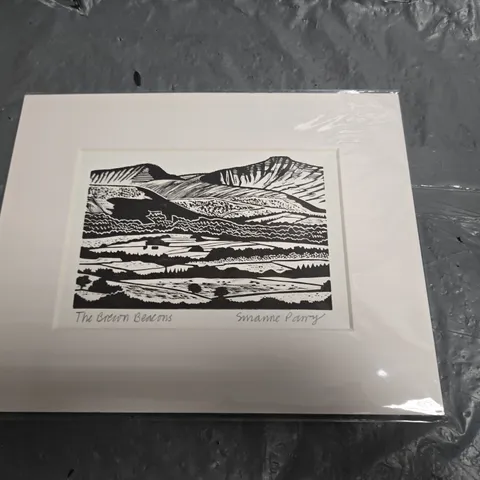 THE BROWN BEACONS - ORIGINAL LINOCUT PRINT BY SUZANNE PARRY