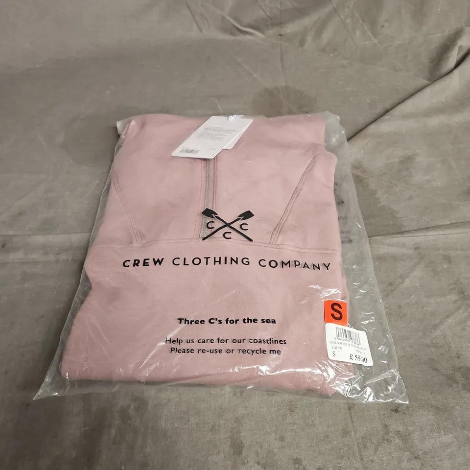 CREW CLOTHING COMPANY SUPER DRAP HALF ZIP COOLDOWN SWEAT IN TAUPE SIZE S