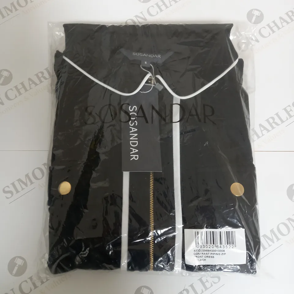 BAGGED SOSANDAR CONTRAST PIPING ZIP FRONT DRESS SIZE 8