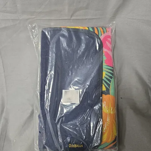 ODDBALLS HIBISCUS PICNIC BLANKET – NAVY WITH TROPICAL EDGE PRINT