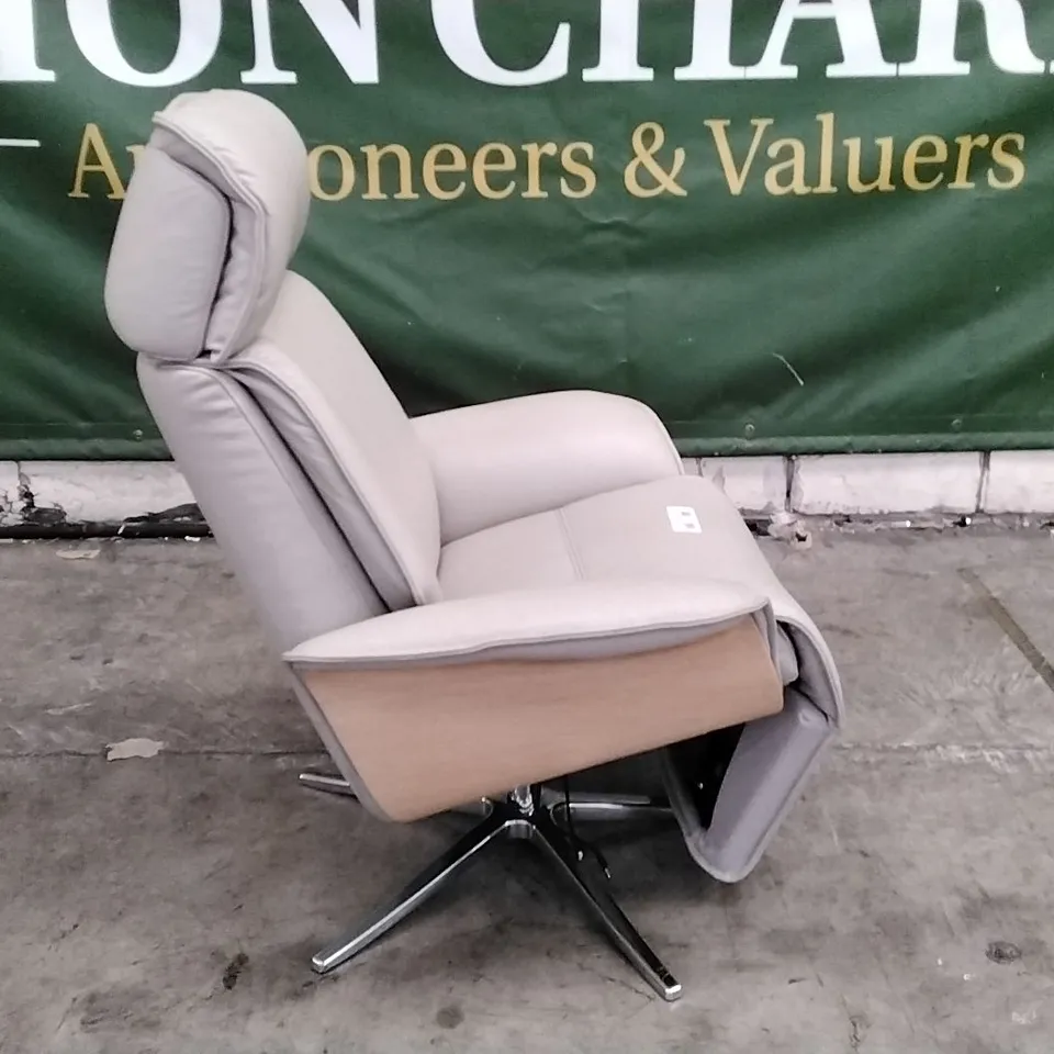 QUALITY BRITISH DESIGNER G PLAN MANUFACTURED OSLO ELECTRIC RECLINER CHAIR - CAMBRIDGE CLOUD LEATHER 