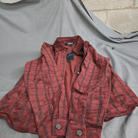 DISURBIA RED/BROWN PLAID SHIRT, UK 14 (EU 42) 