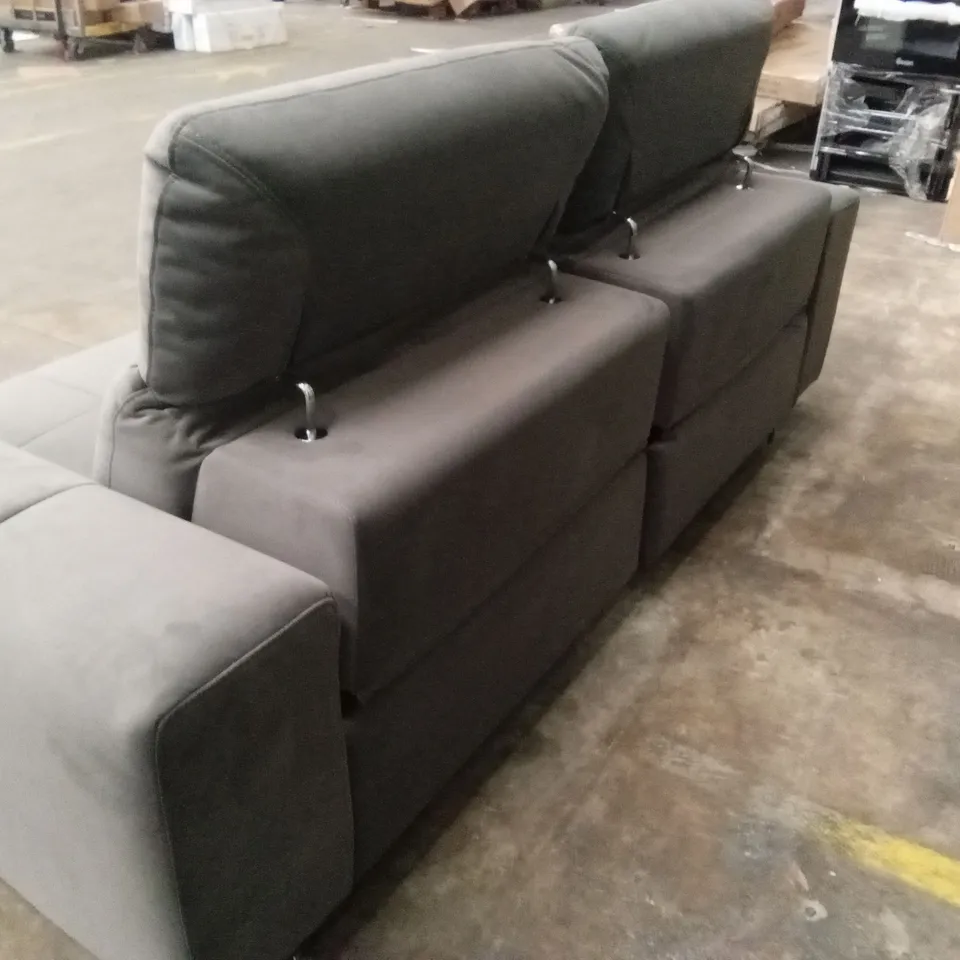 GROVE 3 SEATER FABRIC POWER ELECTRIC RECLINER WITH STORAGE - GREY RRP £1299