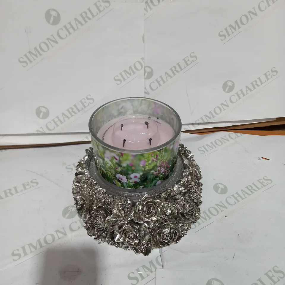 HOMEWORX BY HARRY SLATKIN & CO ORCHID & SWEET GRASS CANDLE WITH PEDESTAL
