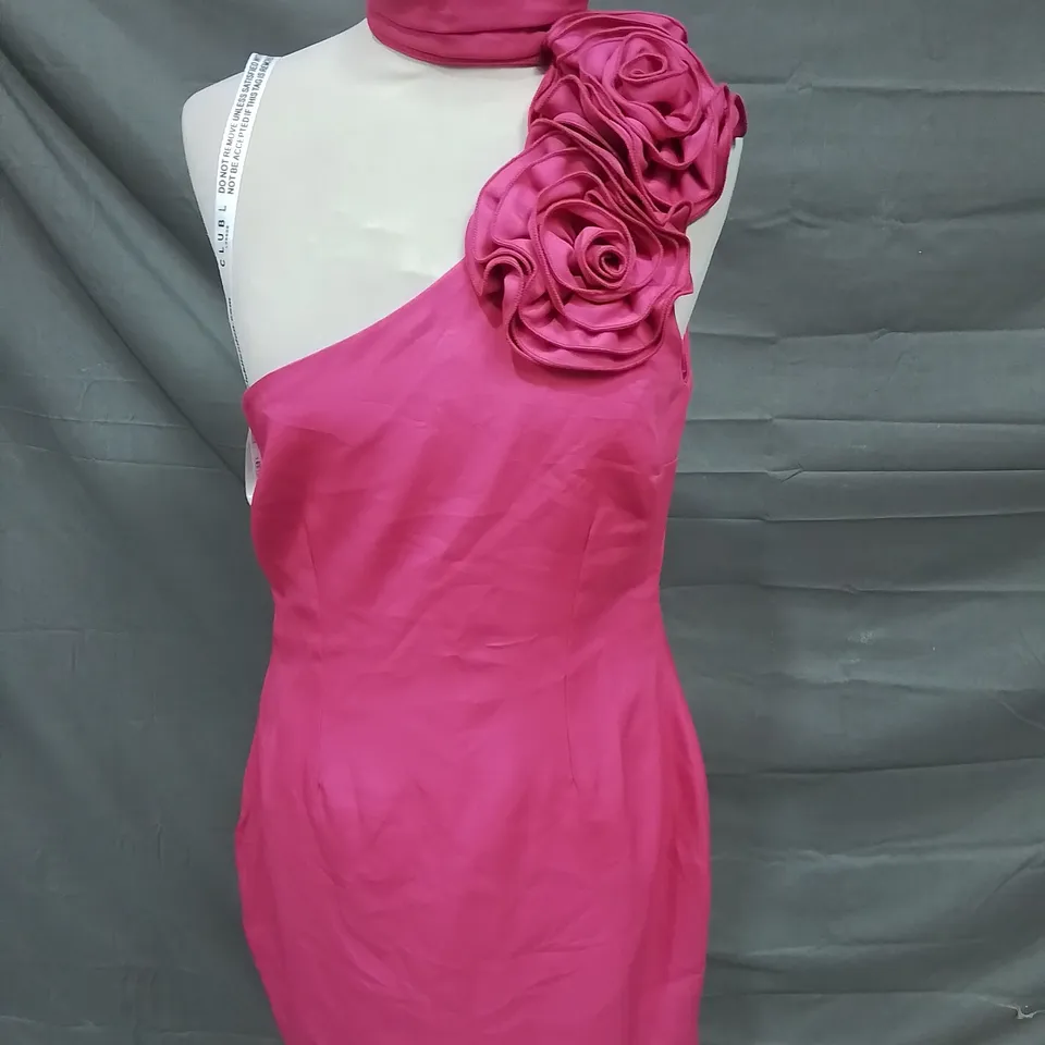 CLUB OF LONDON DARK PINK MINI DRESS WITH RUFFLED CHOKER - UK 10