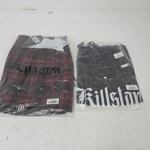 LOT OF APPROXIMATELY 60 BRAND NEW KILLSTAR ITEMS TO INCLUDE BAR GIRL RATAN SKIRTS AND HEART & THORN 2-PIECE SETS - VARIOUS SIZES