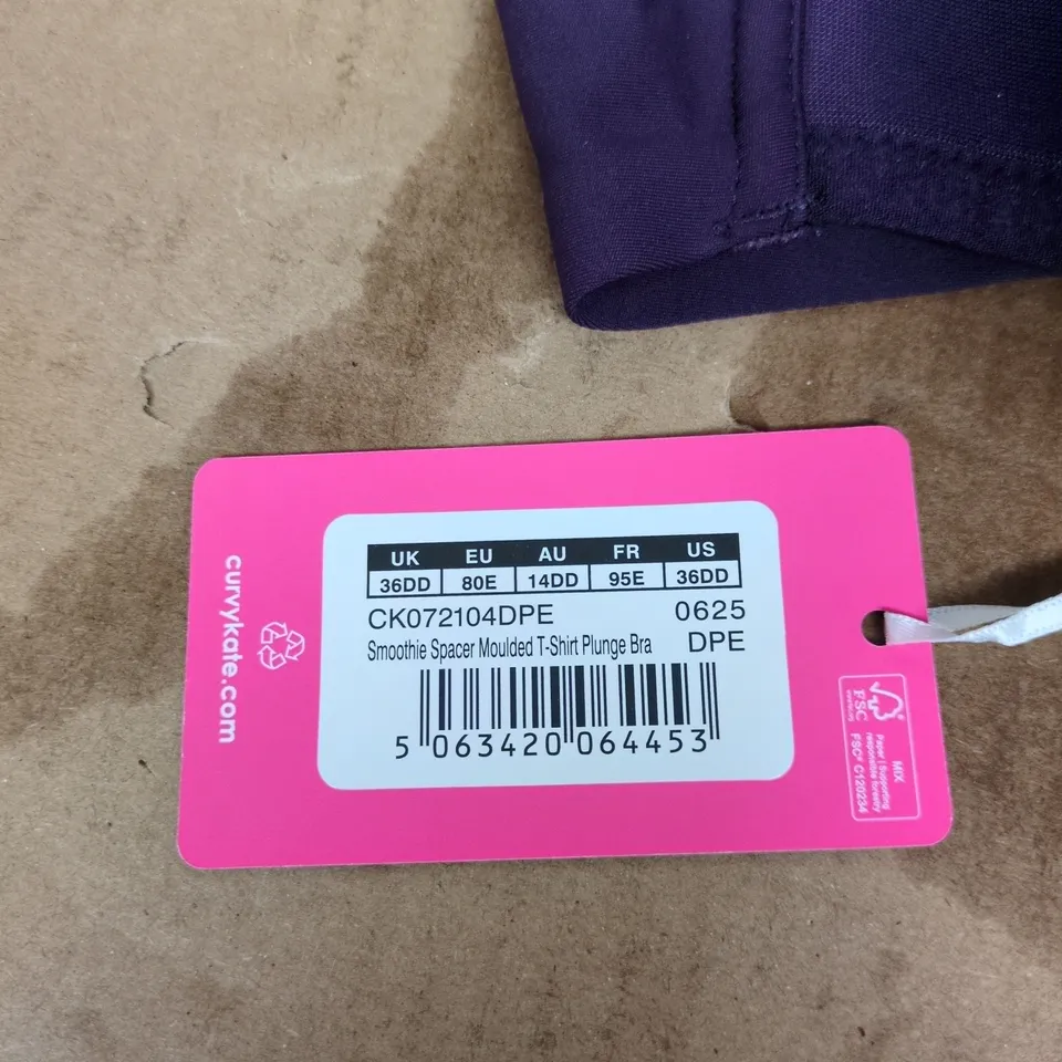 CURVY KATE SMOOTHIE SPACER MOULDED T-SHIRT PLUNGE BRA PURPLE SIZE 36DD