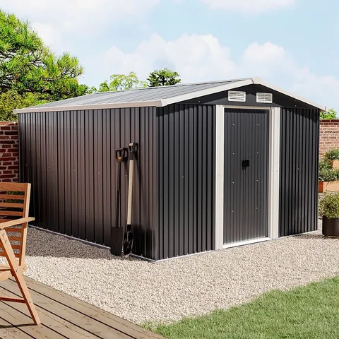 BOXED BLACK GARDEN METAL STORAGE SHED (4 BOXES)