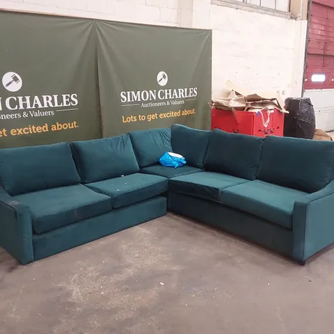 QUALITY DESIGNER THE BISFORD 8 SEATER CORNER SOFA BED - EMERALD VELVET