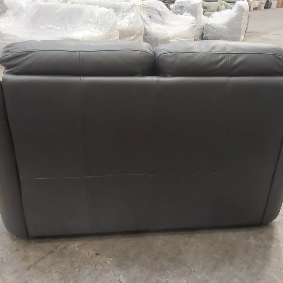 QUALITY DESIGNER ITALIAN MADE LEATHER AVILA LOVESEAT - DARK GREY