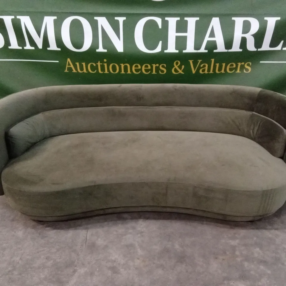 DANETTI HENRY OLIVE GREEN VELVET 3 SEATER SOFA RRP £1499