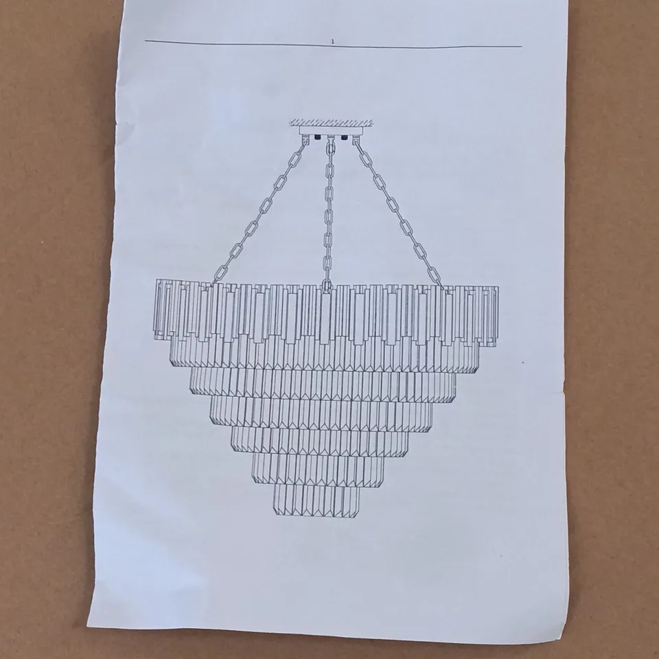 BOXED WISHOMEE CRYSTAL CHANDELIER - GOLD/GLASS (1 BOX)