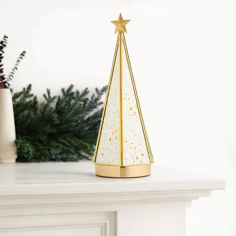 HOME STORIES PRE LIT GOLD MERCURY GLASS STAR OR TREE