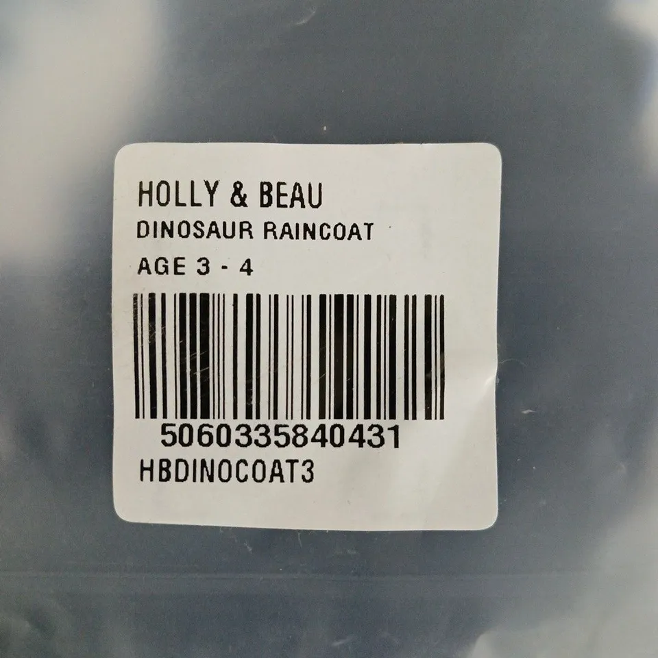HOLLY & BEAU COLOUR-CHANGING DINOSAUR RAINCOAT, AGE 3-4
