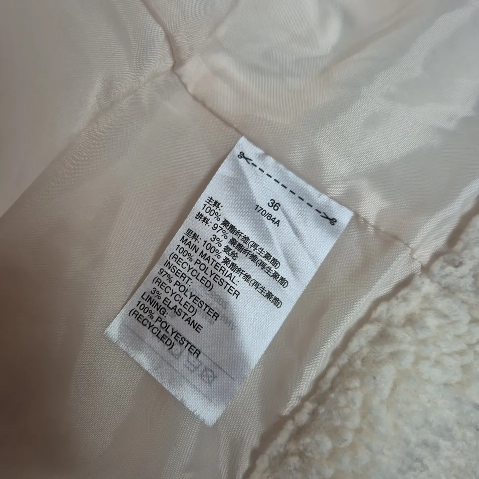 ADIDAS CREAM FLEECE JACKET, UK 8 (EU 36) – ZIP FRONT