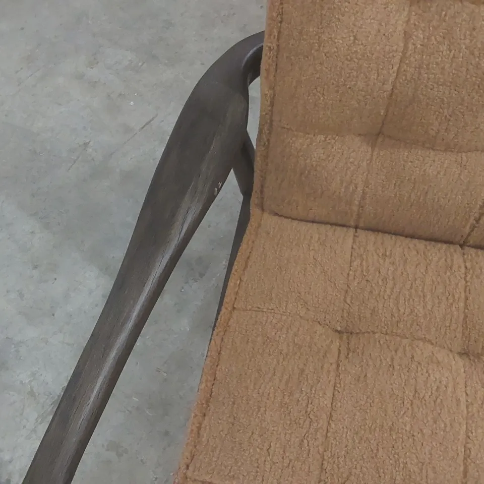 DESIGNER WOOD FRAME ARM CHAIR WITH UPHOLSTERED SEAT