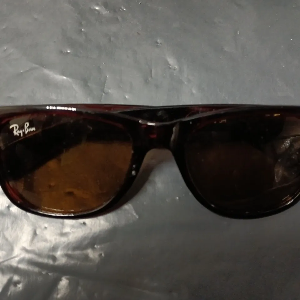 RAY-BAN SUNGLASSES – TORTOISE FRAME, BROWN LENSES (CASE INCLUDED)