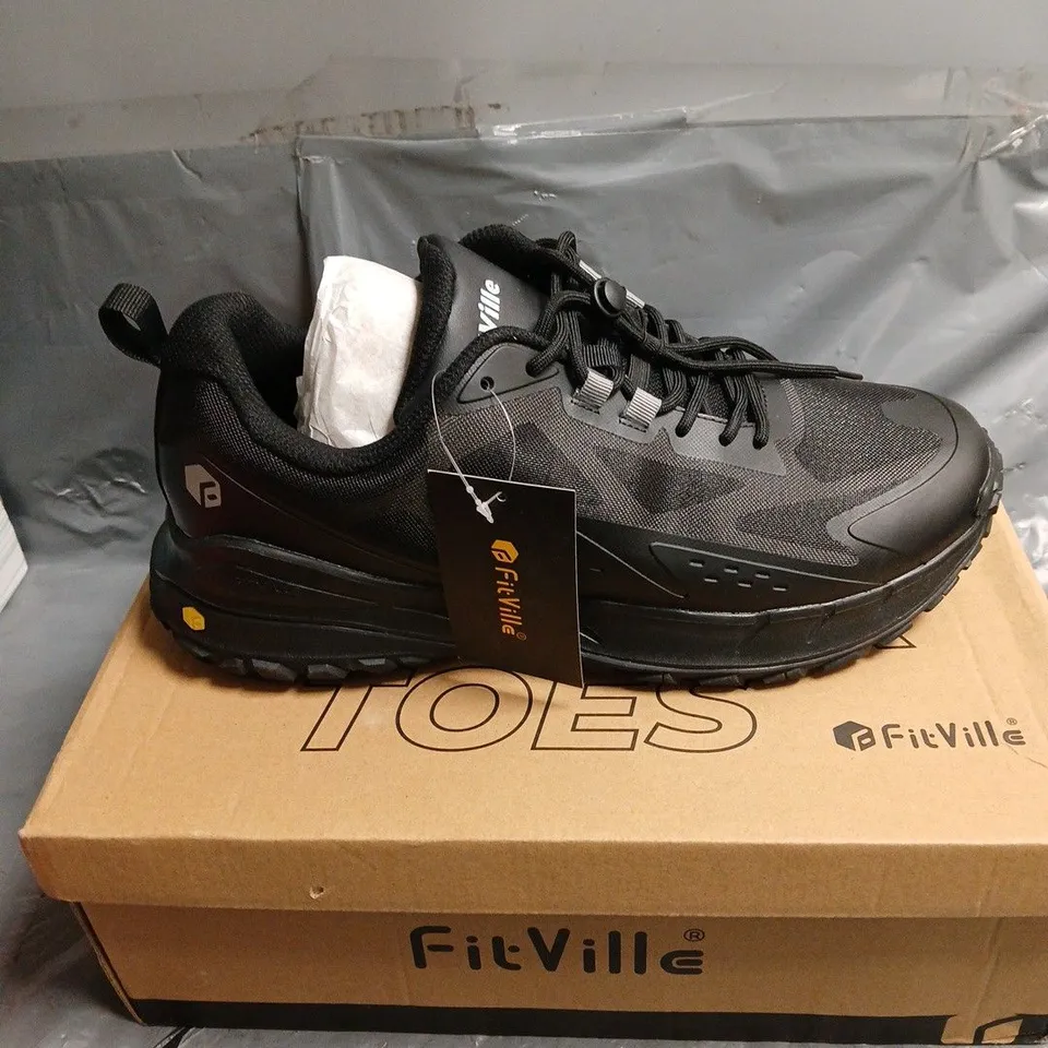 BOXED PAIR OF FIT VILLE LOW TOP TRAINERS IN BLACK - 11