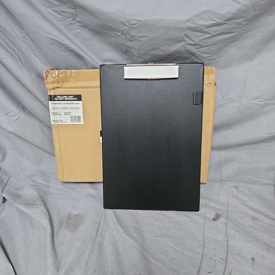 10 BLACK CLIPBOARD-STYLE BOARD WITH WHITE TOP CLIP – OFFICE EQUIPMENT