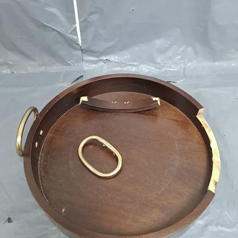 UNBRANDED WALNUT TRAY WITH BRASS HANDLES