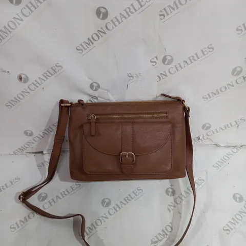 BOXED ASHWOOD MONTANA LEATHER BAG IN TAN WITH FLORAL INTERIOR