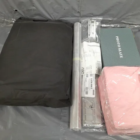 APROXIMATELY 15 ASSORTED HOUSEHOLD ITEMS TO INCLUDE WALLPAPER , PHOTO SLATE , ETC