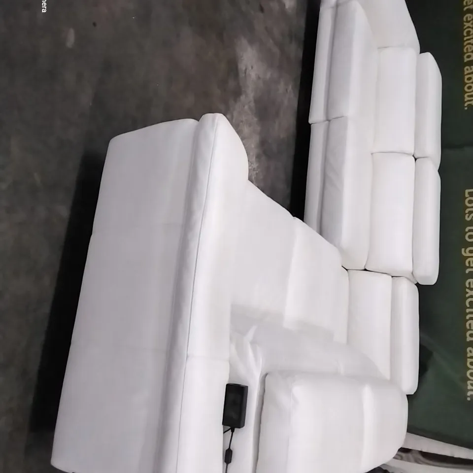 QUALITY ITALIAN DESIGNER FLAVIO POWER RECLINING CORNER GROUP WITH ADJUSTABLE HEADRESTS WHITE LEATHER 