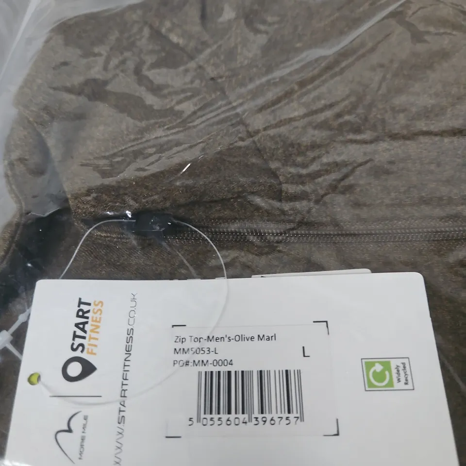 START FITNESS ZIP TOP – MEN'S OLIVE MARL, MM5053, SIZE L