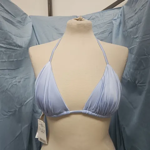 CALZEDONIA SWIMWEAR LIGHT BLUE SATIN TRIANGLE BIKINI TOP – HALTER NECK