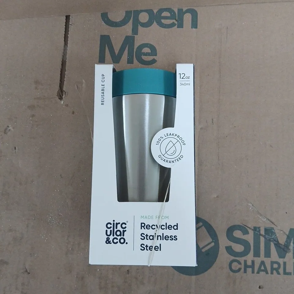 CIRCULAR & CO. REUSABLE STAINLESS STEEL TRAVEL CUP 12OZ/340ML – BOXED