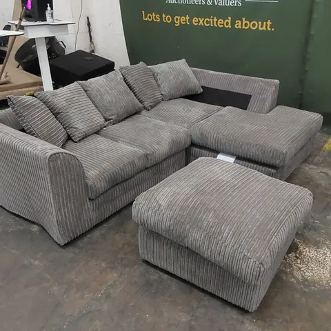 DESIGNER MOANA 3-PIECE UPHOLSTERED CORNER SOFA - GREY