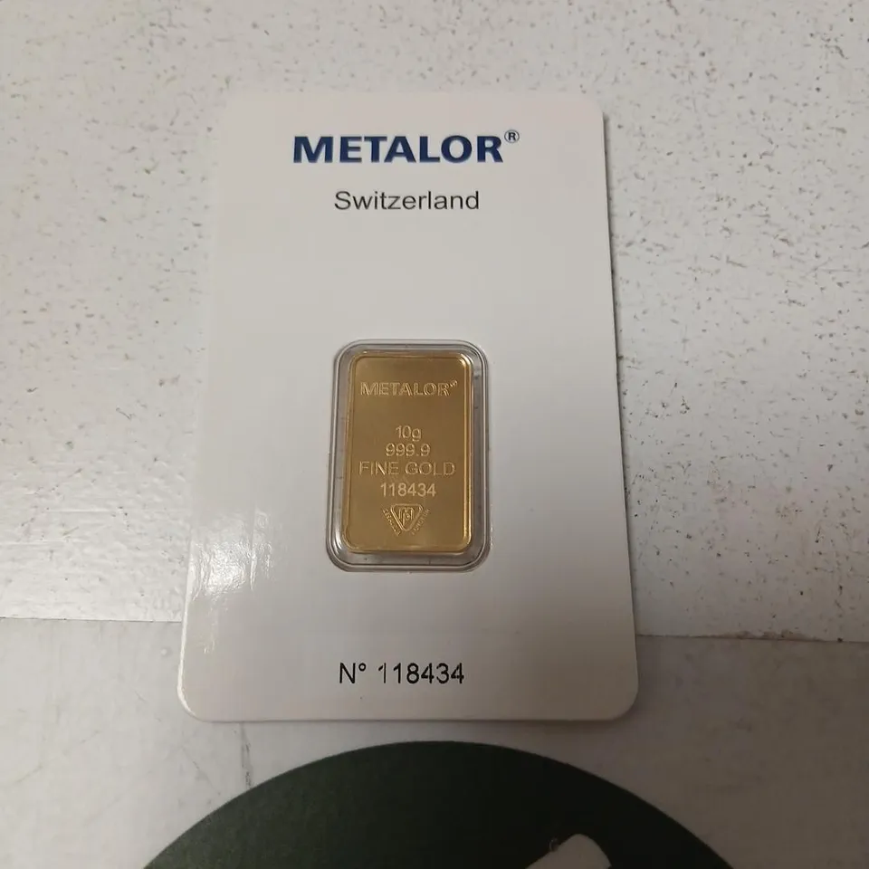 METALOR 10G FINE GOLD BAR 999.9 (SWITZERLAND) WITH CERTIFICATE