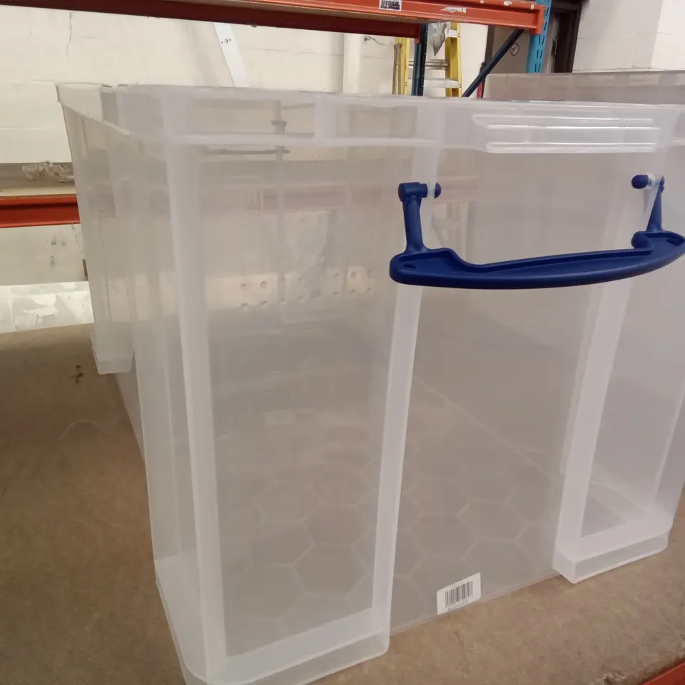 BOXED OF 2 REALLY USEFUL BOX PLASTIC STORAGE TUBS