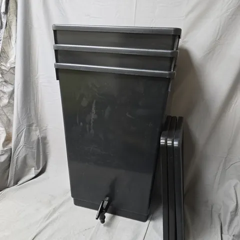 3 TALL BLACK BEVERAGE BINS WITH SCREW TAPS
