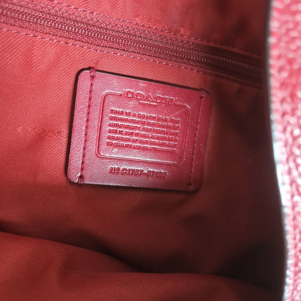 COACH NEW YORK RED PEBBLED LEATHER HANDBAG