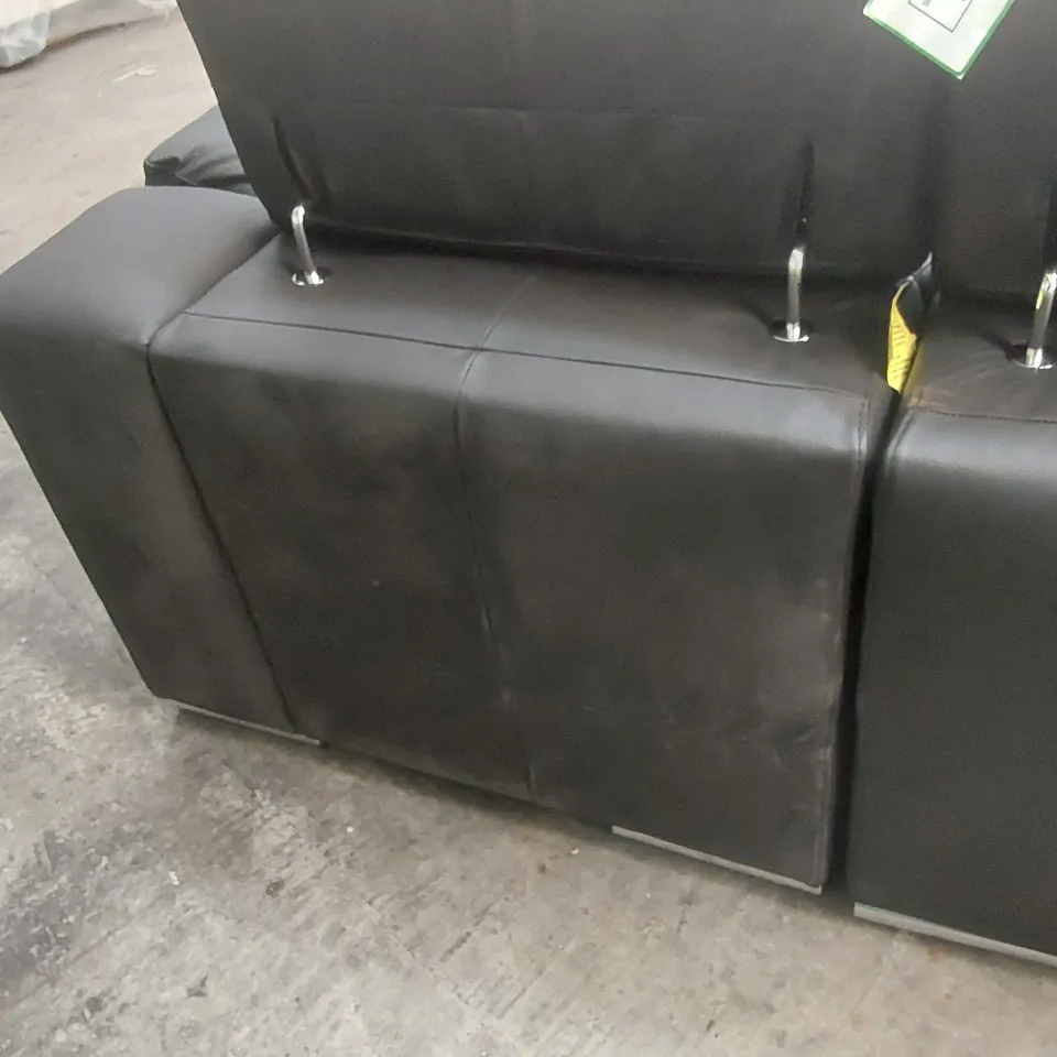 QUALITY DESIGNER BLACK FAUX LEATHER CORNER SOFA