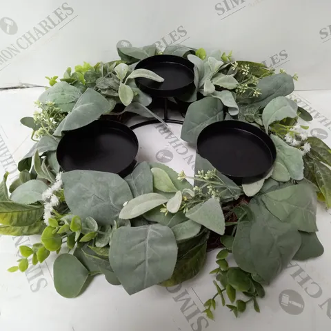 HOME REFLECTIONS 3 IN 1 FLAMELESS CANDLE WITH WREATH SET - SAGE