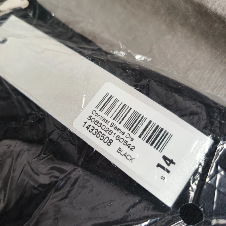 ROMAN UK 14 WOMEN'S DRESS - BLACK WITH LEOPARD TRIM 