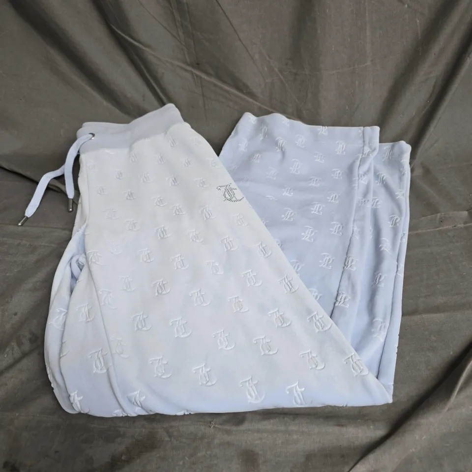 JUICY COUTURE VELOUR RHINESTONE TRACKSUIT PANTS IN BABY BLUE SIZE XS