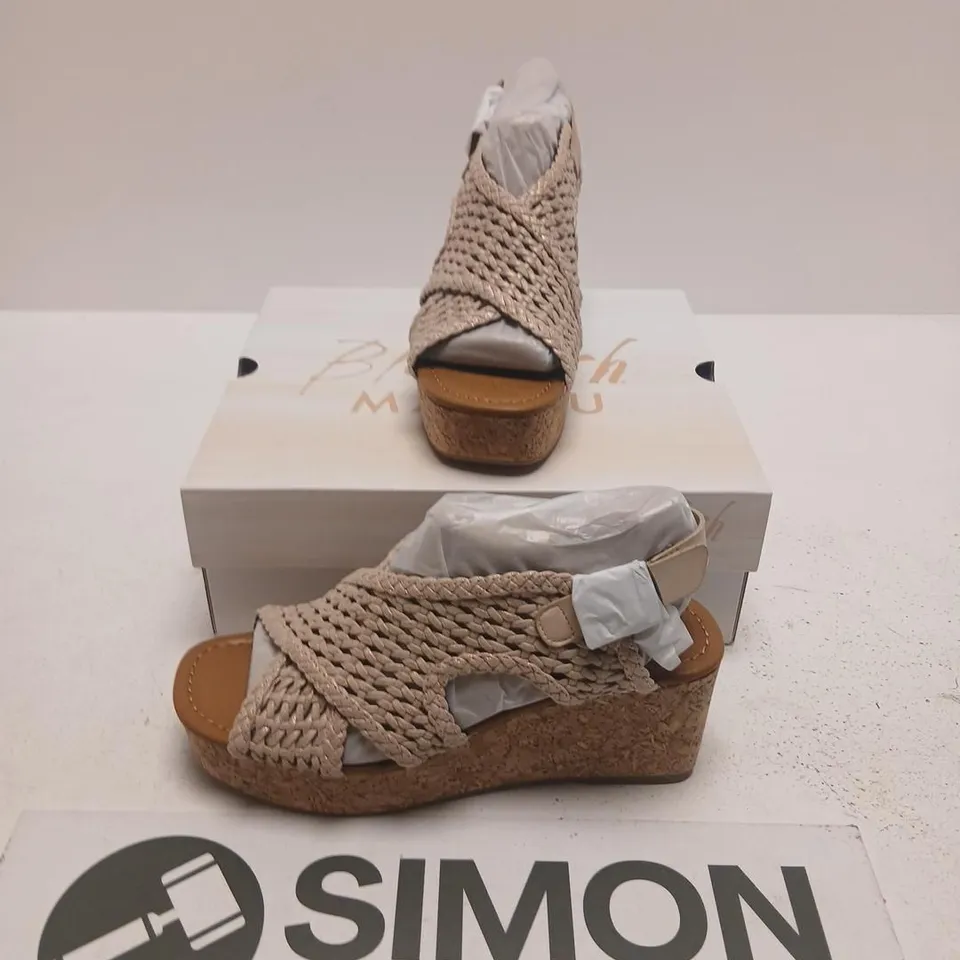 BLOWFISH MALIBU ANDREA WOVEN CORK PLATFORM WEDGE SANDALS – BEIGE SIZE 7