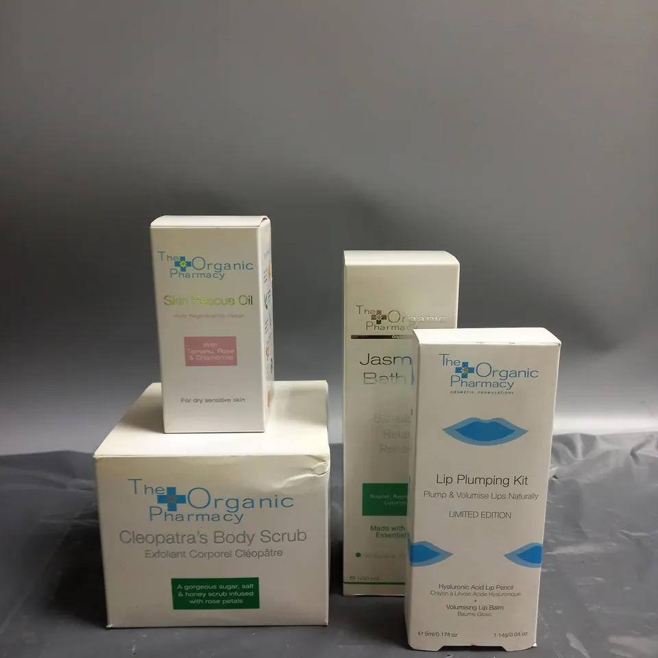 APPROXIMATELY 15 ASSORTED THE ORGANIC PHARMACY COSMETICS AND BEAUTY ITEMS TO INCLUDE SKIN RESCUE OIL (30ML), LIP PLUMPING KIT (1.14G), JASMINE BATH OIL (100ML)