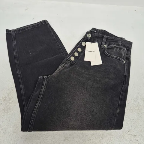 WHISTLES HOLLIE BUTTON FRONT JEANS IN BLACK - SIZE 32