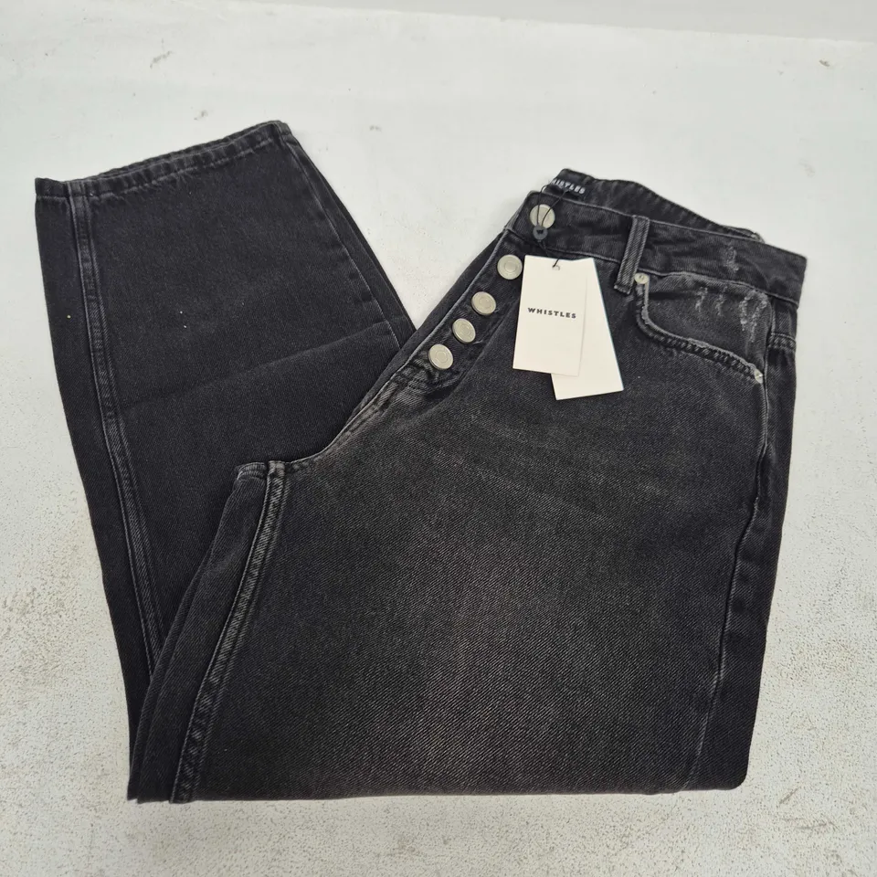 WHISTLES HOLLIE BUTTON FRONT JEANS IN BLACK - SIZE 32