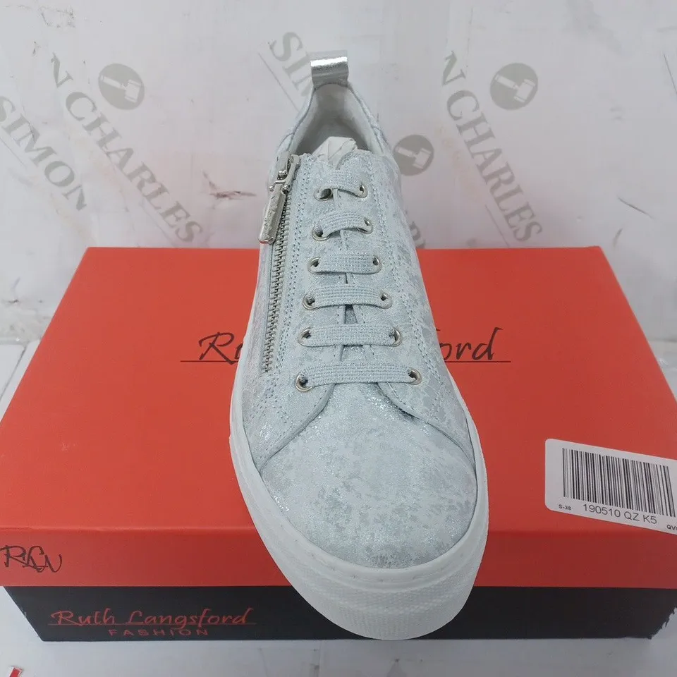 RUTH LANGSFORDZIP TRAINERS IN SILVER - SIZE 38