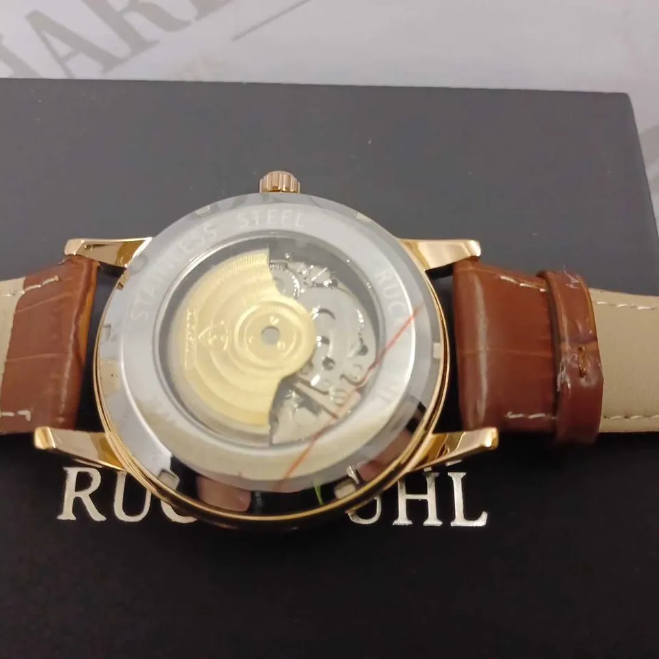 MENS RUCKSTUHL AUTOMATIC DIAL – R100 -TOURBILLION DESIGN DIAL – GLASS EXHIBITION BACK – LEATHER STRAP