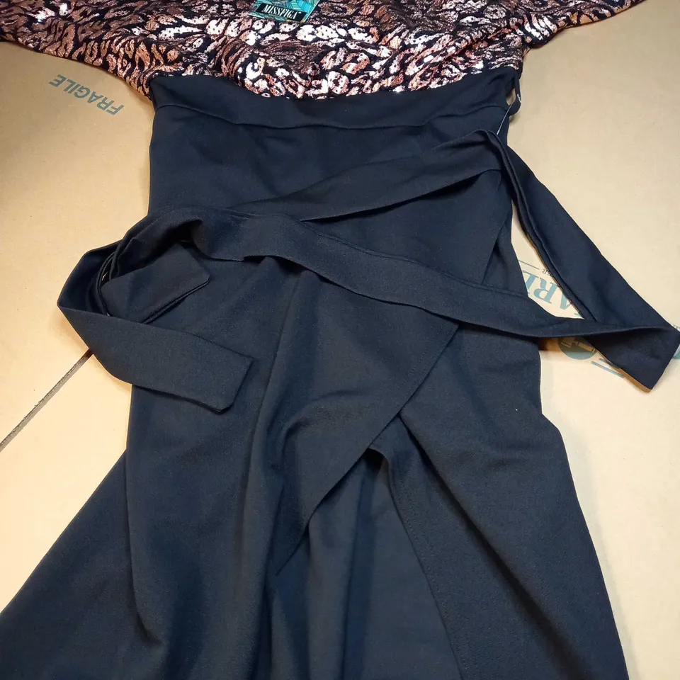 MISSFIGA GOLD ANIMAL PRINT MIDI DRESS - SIZE 12
