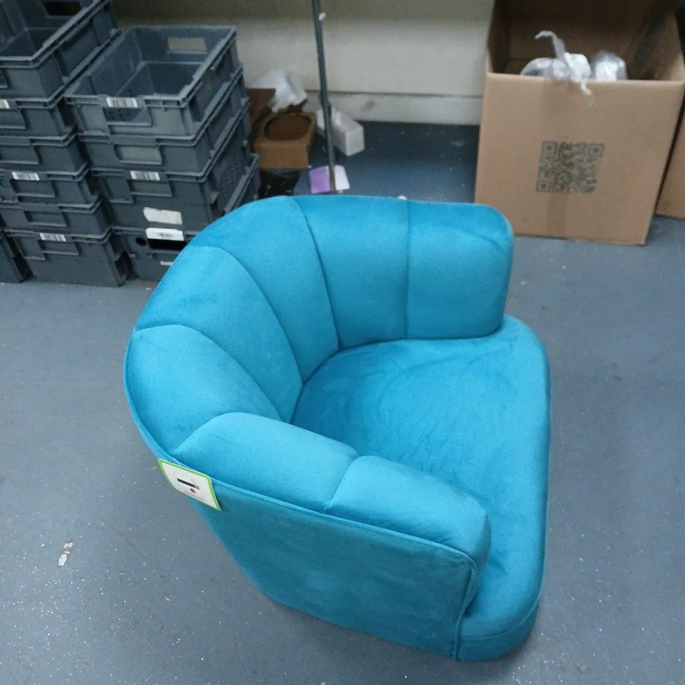 MY HOME STORIES VELVET ARMCHAIR WITH GOLD TIPPED LEGS TEAL .