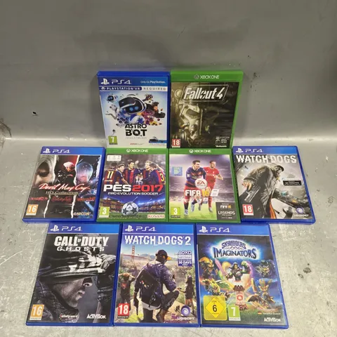 9 X ASSORTED VIDEO GAMES TO INCLUDE FALLOUT 4, WATCHDOGS, ASTRO BOT ETC 