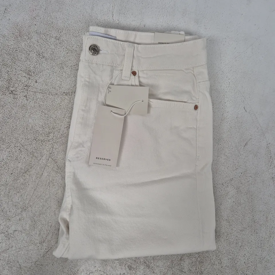 RESERVED MOM SLIM JEANS IN WHITE SIZE UK 10
